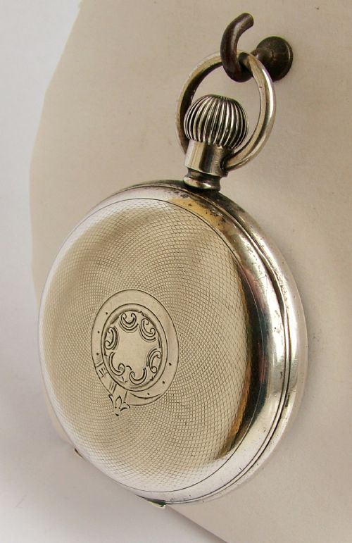 fig 1. Antique 1902 silver Waltham Traveler pocket watch.