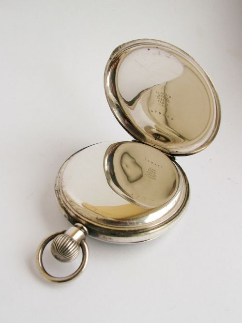fig 2. Antique 1902 silver Waltham Traveler pocket watch.