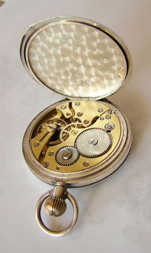 fig 2. Vintage 1919 silver stem winding pocket watch