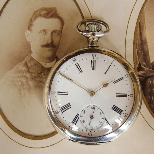 Antique Curono Victrix Silver Stem Winding Pocket Watch
