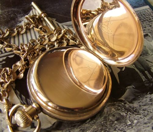 fig 1. Full hunter Longines pocket watch with chain