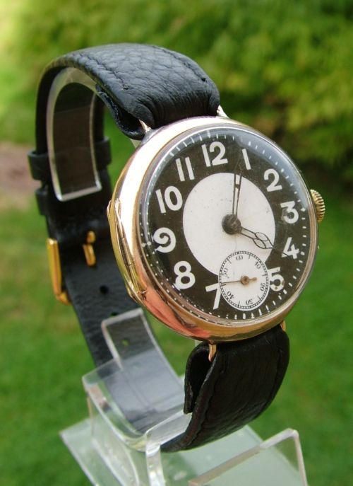 fig 1. WW1 9ct rose gold trench watch