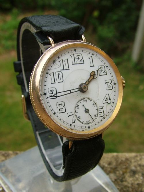Gents 9 Carat Gold Trench Watch