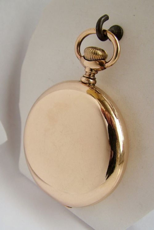 fig 1. Antique 14 ct gold filled Waltham pocket watch.