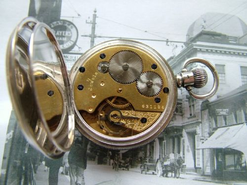 fig 1. 1920s silver English pocket watch, Allders Luton