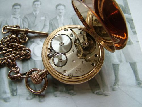 fig 2. 1920s Record full hunter pocket watch with chain