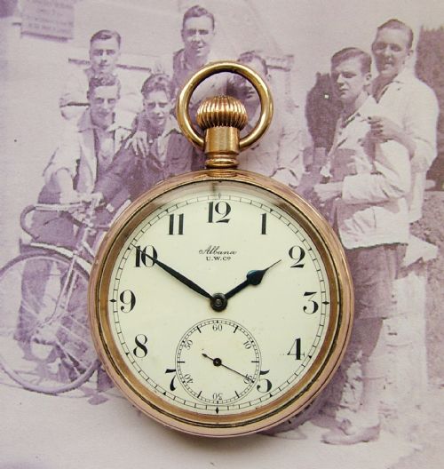 Vintage 1920s Albana Gold Plated Pocket Watch.
