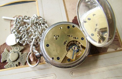 fig 2. Antique silver ¾ plate English pocket watch