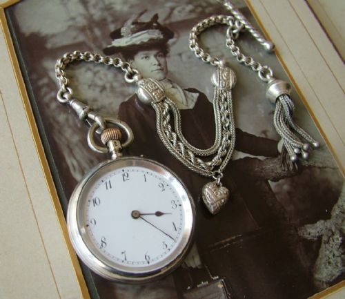 A Lady’s Silver Fob Watch and Albertina