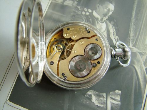 fig 1. Antique silver Waltham Traveler full hunter pocket