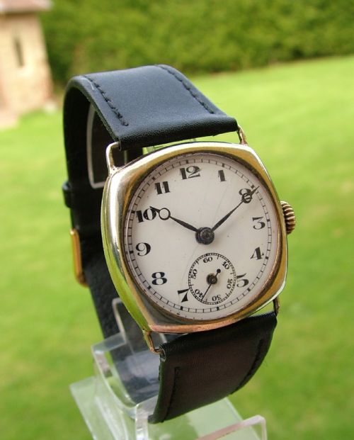 A Gent's 1927 Silver Gilt Wrist Watch