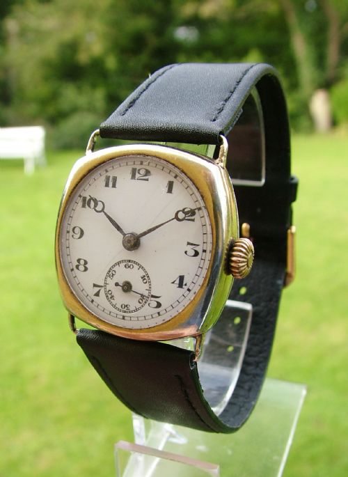 fig 1. A gent's 1927 silver gilt wrist watch