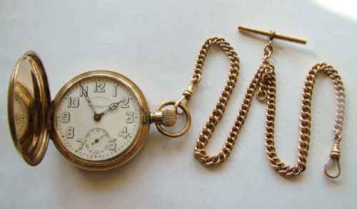 fig 1. Antique Russell full hunter pocket watch & chain