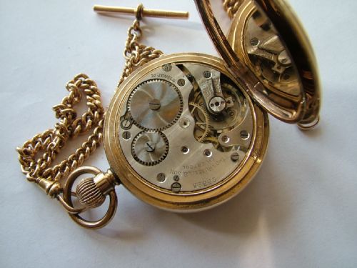 fig 2. Antique Russell full hunter pocket watch & chain