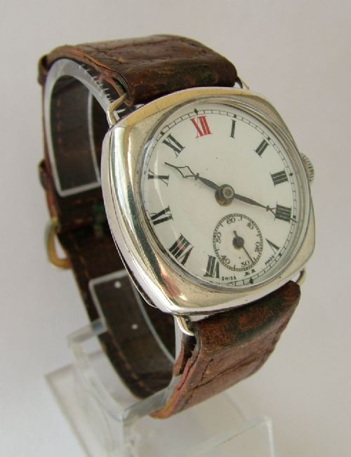 A Gents Vintage Silver Wrist Watch, 1929