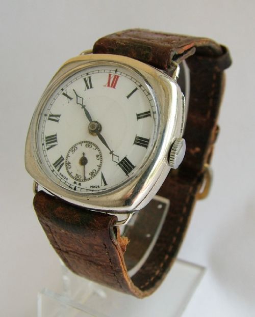 fig 1. A gents vintage silver wrist watch, 1929