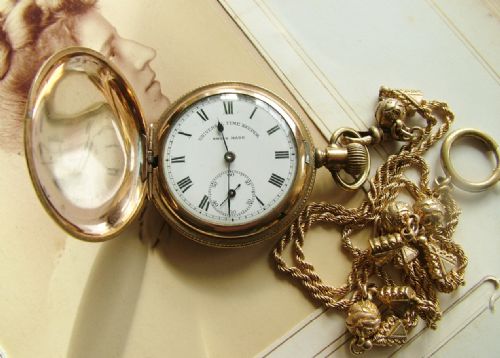 Antique Utk Full Hunter Fob Watch & Albertina