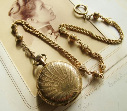 fig 2. Antique UTK full hunter fob watch & albertina