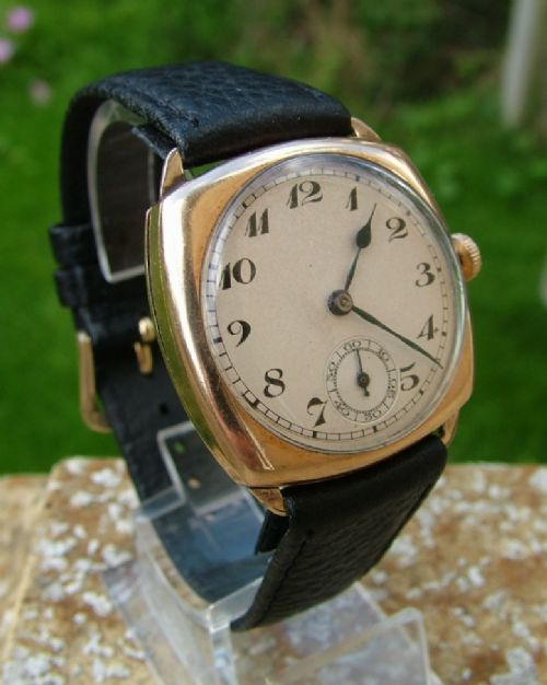 fig 1. Gents 1920s Tavannes cushion cased wrist watch