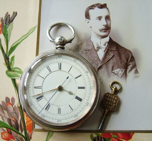 Antique Silver Chronograph Pocket Watch