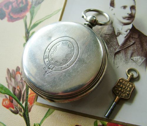 fig 1. Antique silver chronograph pocket watch