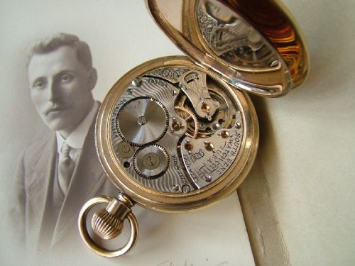 fig 1. An antique South Bend full hunter pocket watch