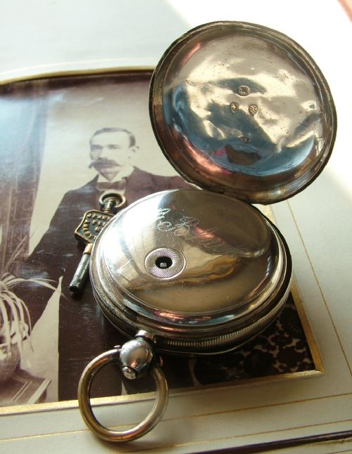 fig 1. Antique silver Ehrhardt pocket watch, 1897