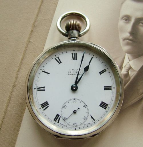 Antique 1908 Silver Pocket Watch ... Guildford