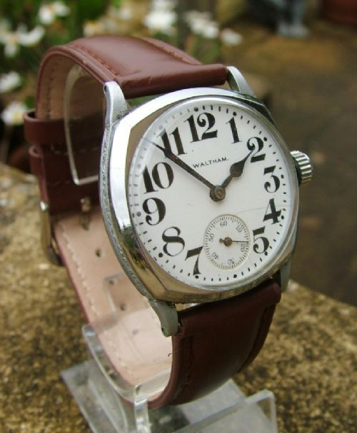 fig 1. A gents cushion cased Waltham wrist watch