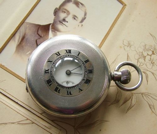 Antique Silver Half Hunter Pocket Watch, 1919