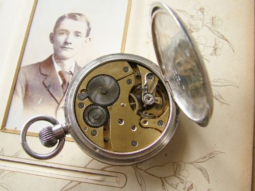 fig 3. Antique silver half hunter pocket watch, 1919