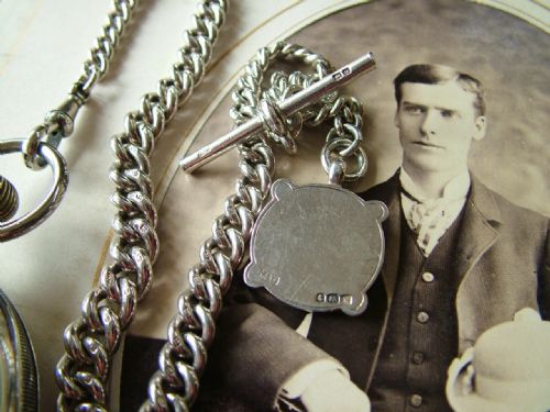 fig 2. Antique silver Waltham pocket watch and chain