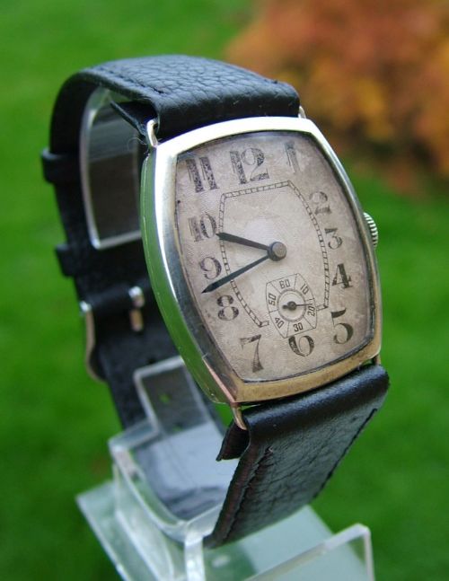 fig 1. Vintage gents 1929 silver wrist watch