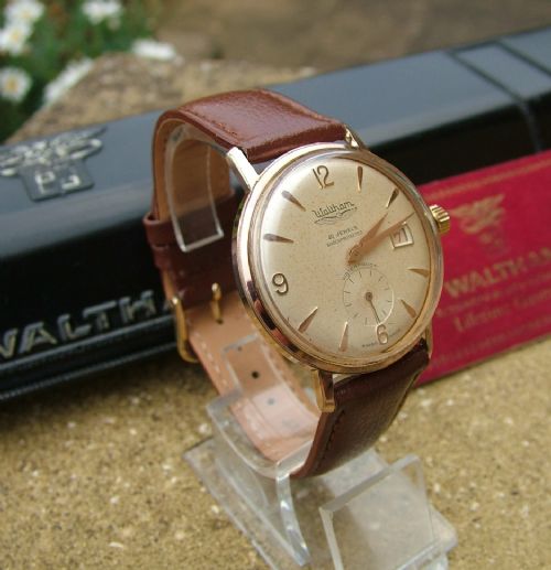 fig 1. A gents 1950s boxed Waltham wrist watch