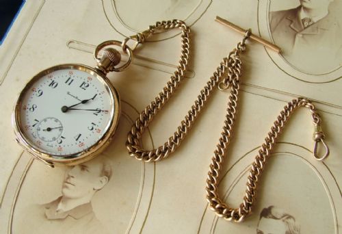 1930s Trenton Record Pocket Watch and Chain