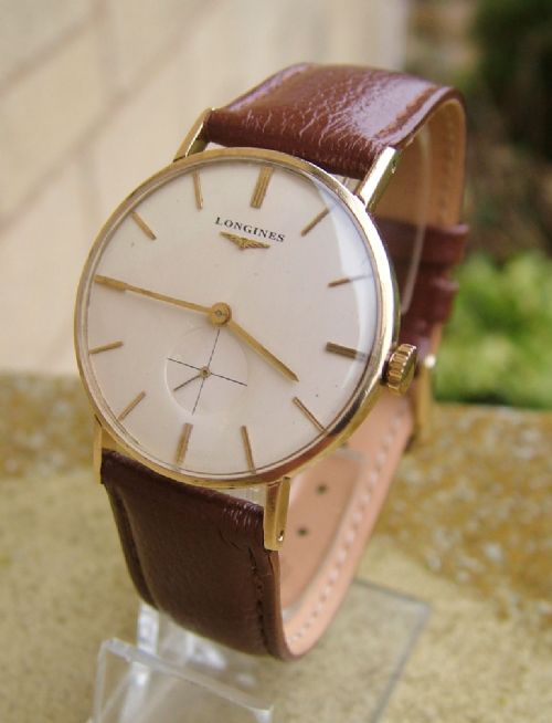 Gents 9 Carat Gold Longines Wrist Watch, 1958