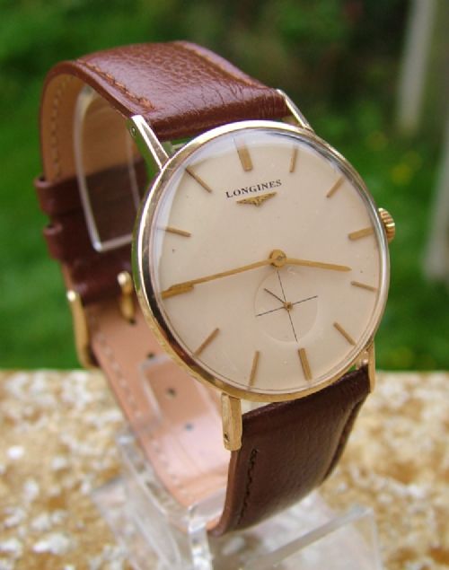 fig 1. Gents 9 carat gold Longines wrist watch, 1958