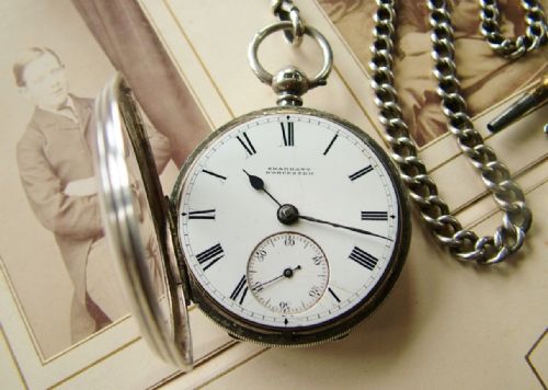 fig 2. An antique silver fusee pocket watch and chain