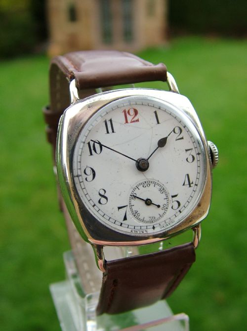 fig 1. A gents vintage silver wrist watch, 1930