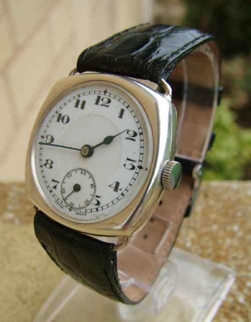 Gents Silver Ibis Cushion Cased Wrist Watch