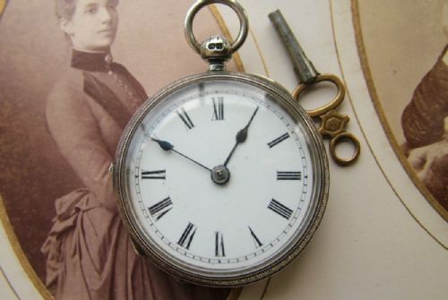 Antique English Silver Fob Watch, William Ehrhardt