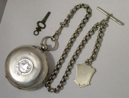 fig 1. Antique silver J G Graves pocket watch and chain