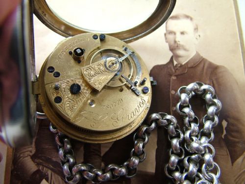 fig 2. Antique silver J G Graves pocket watch and chain