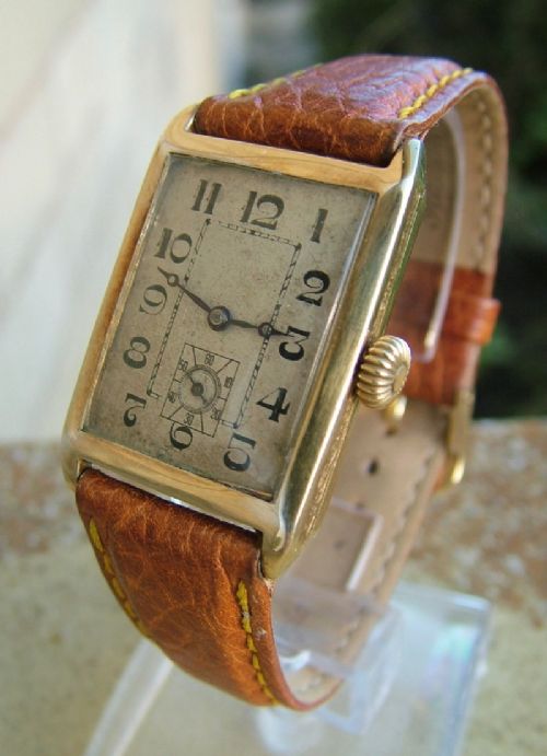 Gents 1930 Art Deco Silver Gilt Simba Wrist Watch