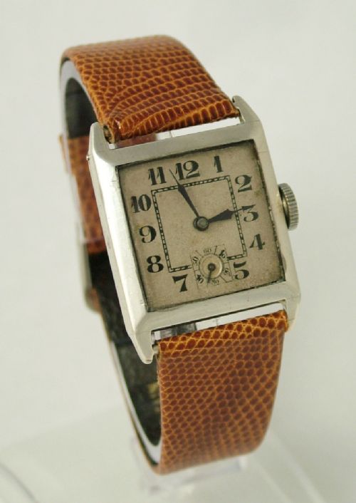fig 1. A gents Art Deco silver wrist watch