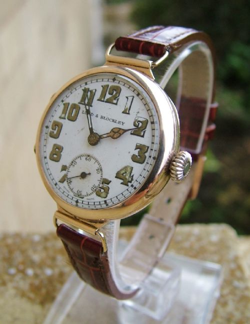 fig 1. An antique 9 carat gold trench watch, 1912