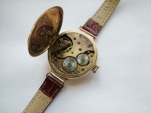 fig 2. An antique 9 carat gold trench watch, 1912
