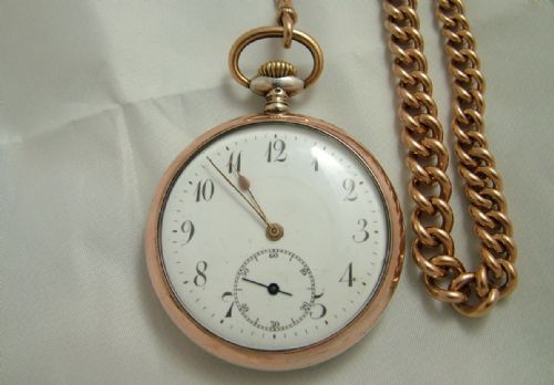 fig 1. Antique silver galonne case pocket watch and chain