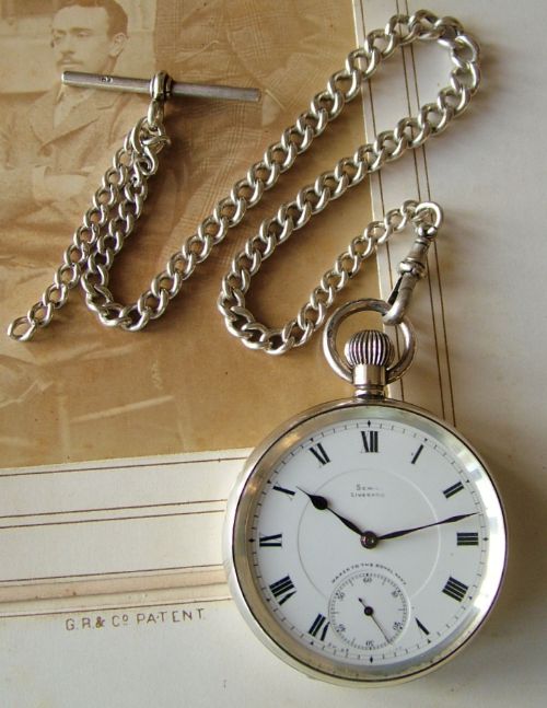 Antique Silver Sewill Pocket Watch and Chain