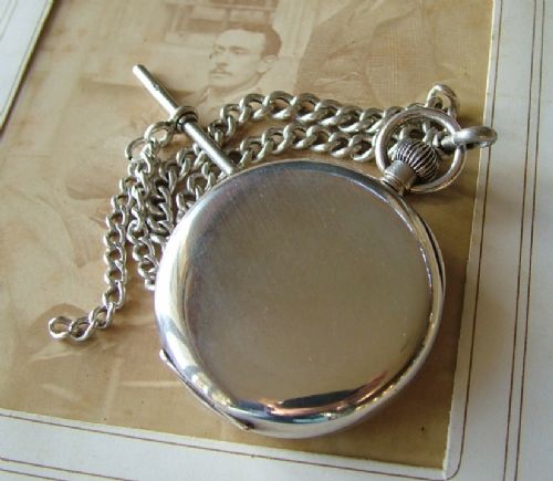 fig 2. Antique silver Sewill pocket watch and chain
